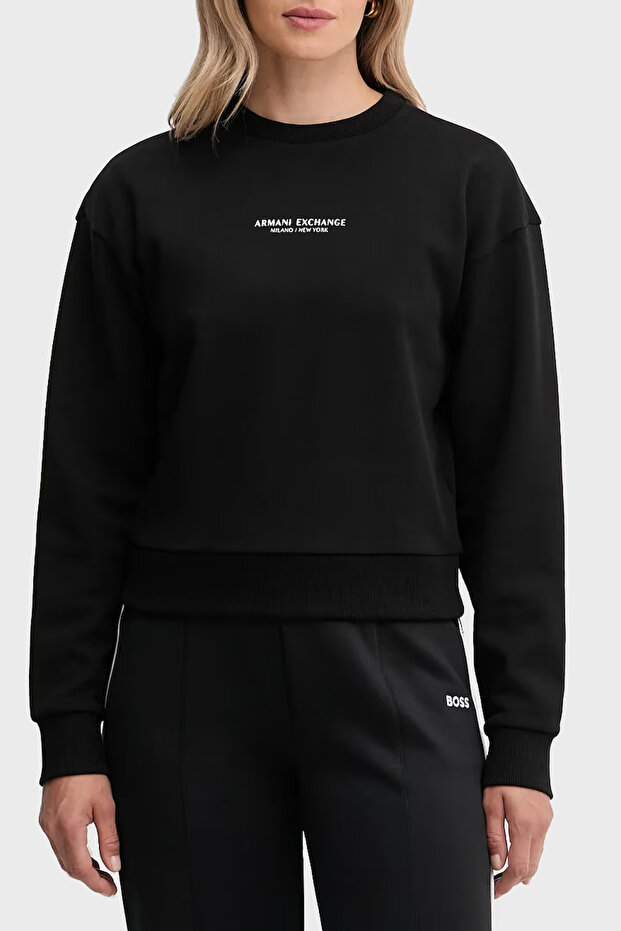 Logo Printed Cotton Relaxed Fit Crew Neck Crop Sweat Sweat Xw001451 Af108