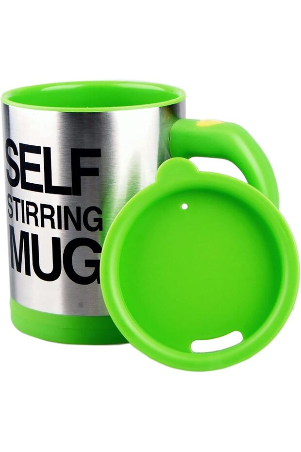 Automatic Self-Stirring Stainless Steel Coffee Mug 400ml by Natchcart (Green)