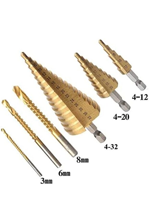 رؤوس مثقاب متدرجة، مجموعة رؤوس مثقاب مطلية بالتيتانيوم، 6 قطع/صندوق - 4