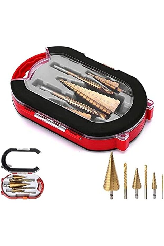 رؤوس مثقاب متدرجة، مجموعة رؤوس مثقاب مطلية بالتيتانيوم، 6 قطع/صندوق - 8