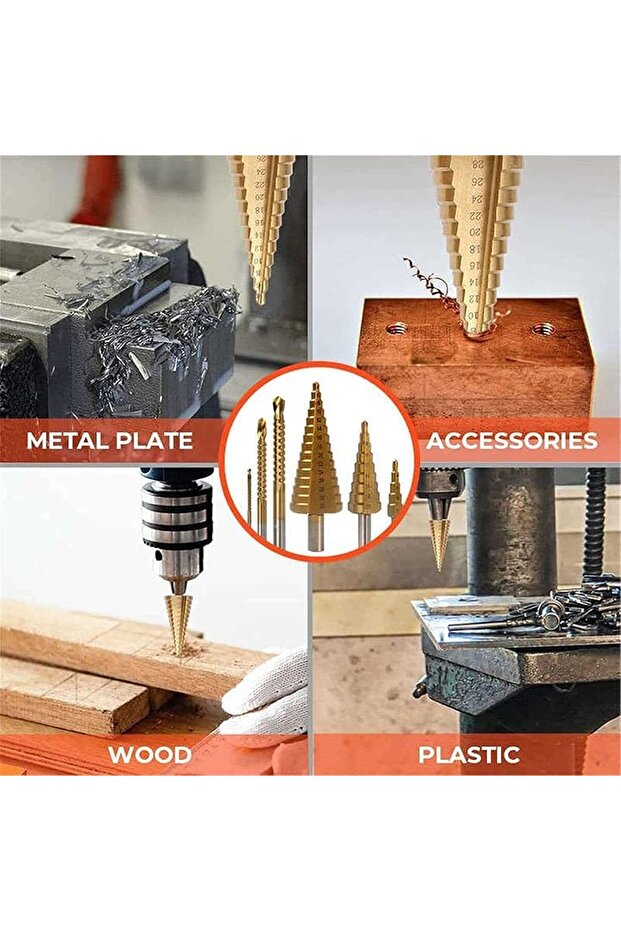 رؤوس مثقاب متدرجة، مجموعة رؤوس مثقاب مطلية بالتيتانيوم، 6 قطع/صندوق - 5