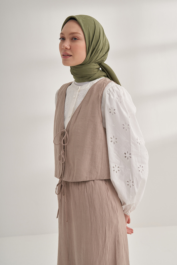 Eșarfă SEHER A PATTERN - KHAKI - 2