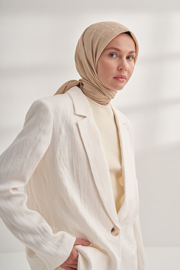 وشاح منقوش من سيهير - بيج - 1