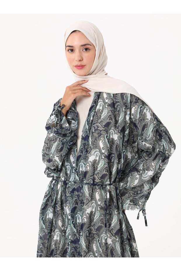 كيمونو شيفون مطبوع - منقوش باللون الأخضر- - 3