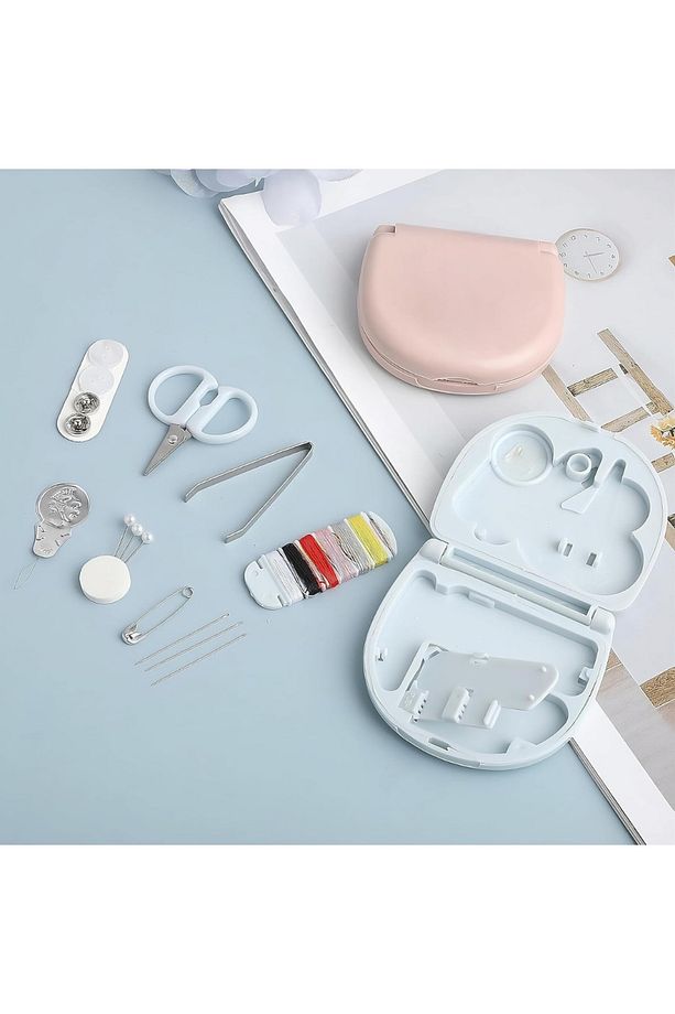 Mini Dikiş Seti Pratik Taşınabilir Plastik Kutu İçinde Acil Onarım ve Dikiş Malzemeleri - 4