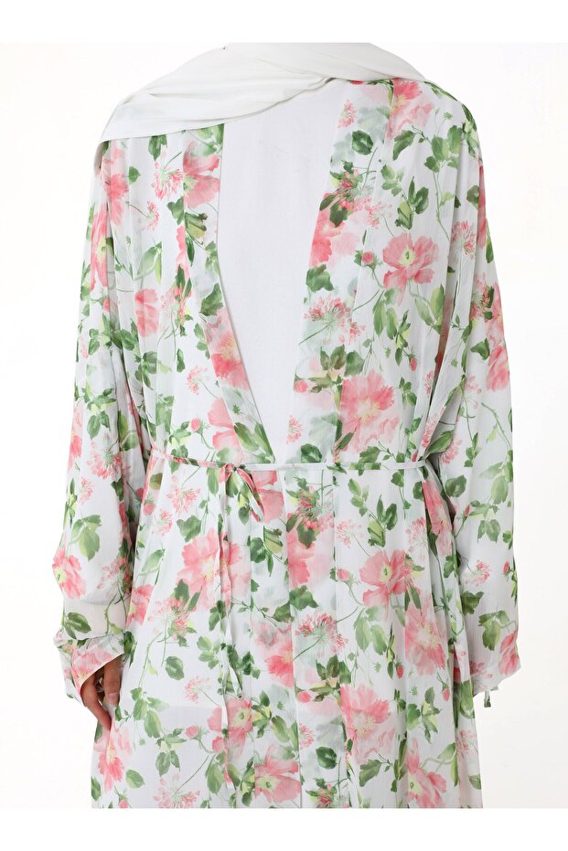 كيمونو شيفون مطبوع - منقوش باللون الوردي- - 3
