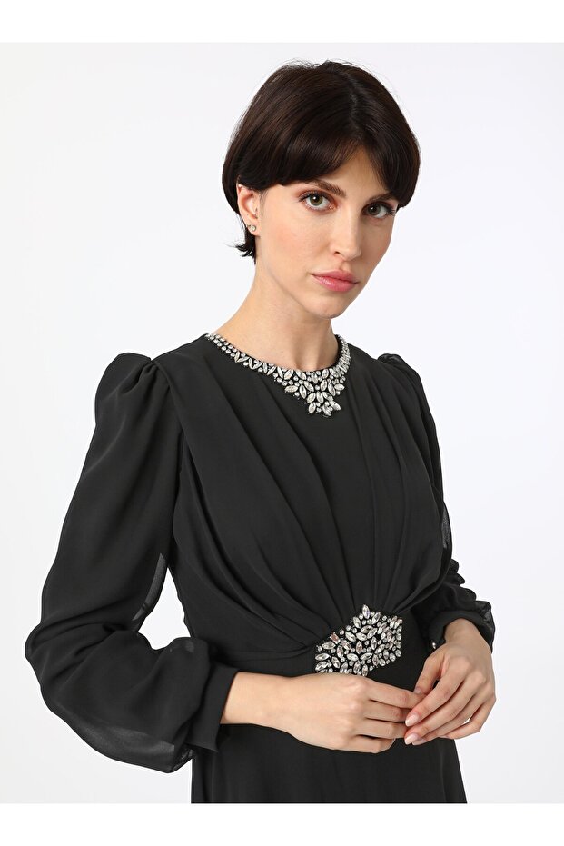 Rochie de seara Hijab - Neagra - - 2