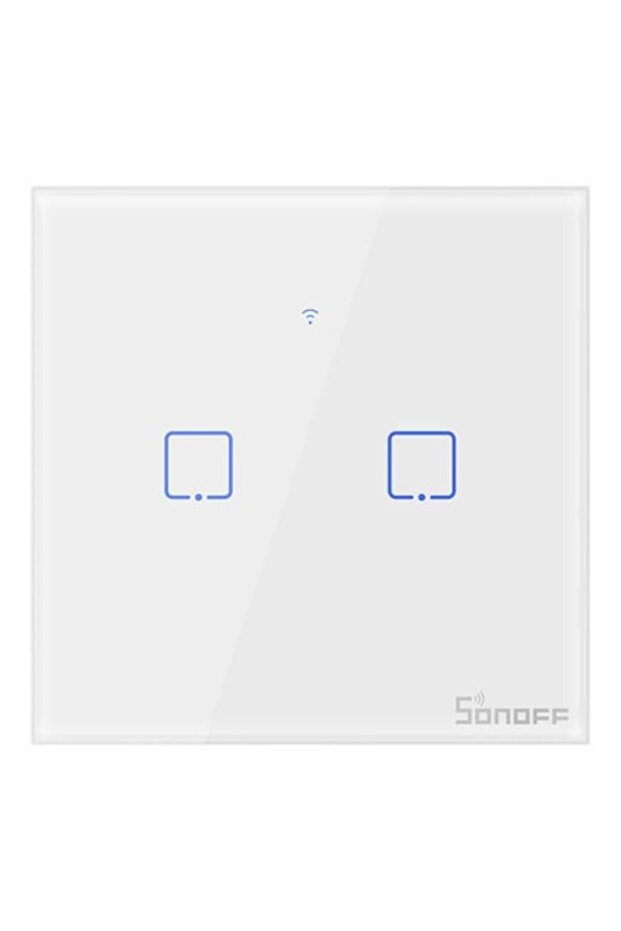 Intrerupator inteligent dublu cu touch T1EU2C TX, Wi-Fi, compatibil Amazon Alexa si Google As - 1