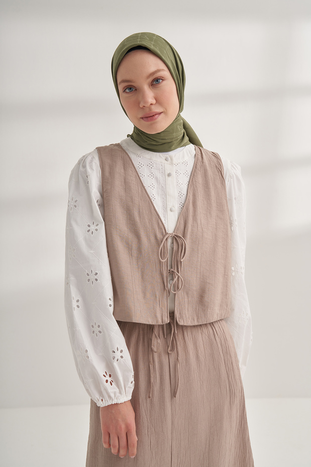 Eșarfă SEHER A PATTERN - KHAKI - 3