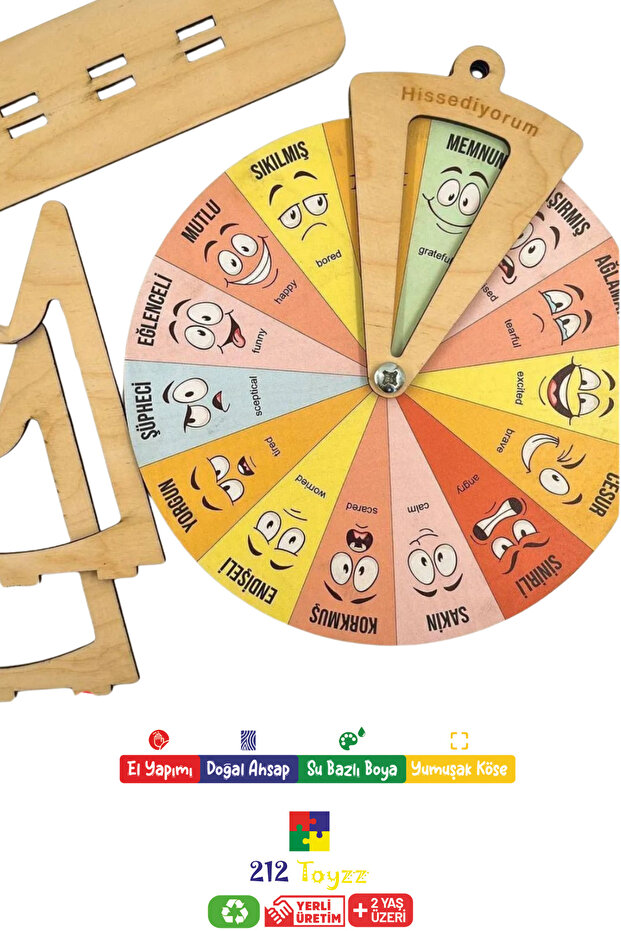 AHŞAP HİSEEDİYORUM YÜZLER İFADELER DUYGU ÇARKI - 5