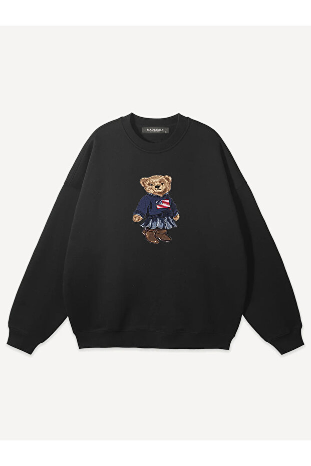 Unisex Teddy Girl Printed Crew Neck Oversize Sweatshirt