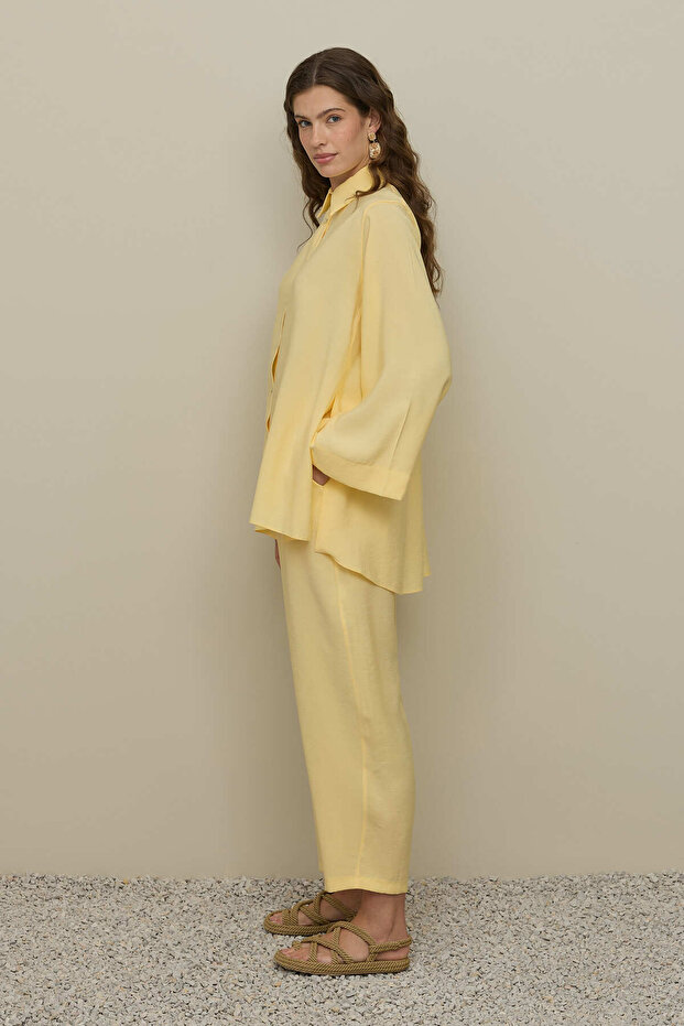 Basic Modal Gömlek Takım Sarı - 5