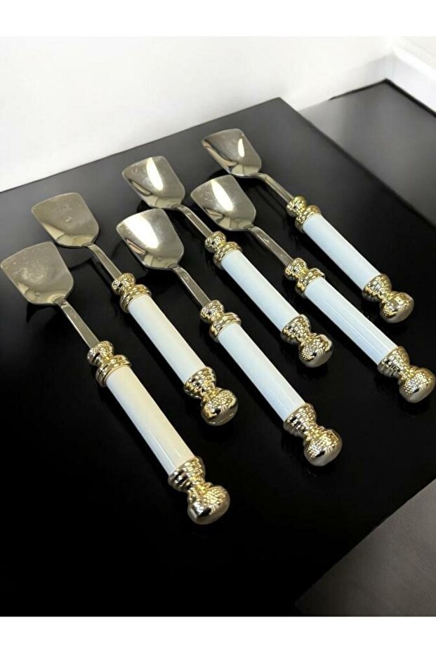 Royking Porcelain Gold Handle Ice Cream Spoon Set of 6 Eym 103