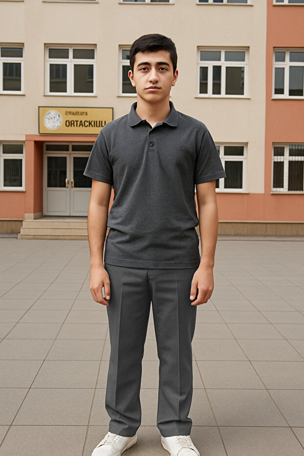 Men's Belted Waist Lycra Classic High School School Pants