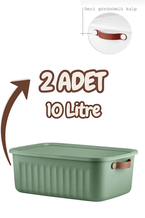 Set of 2 Green 10 Lt Boxsis Multi-Purpose Box with Lid Closet Organizer Organizer - Hobby Box - 1