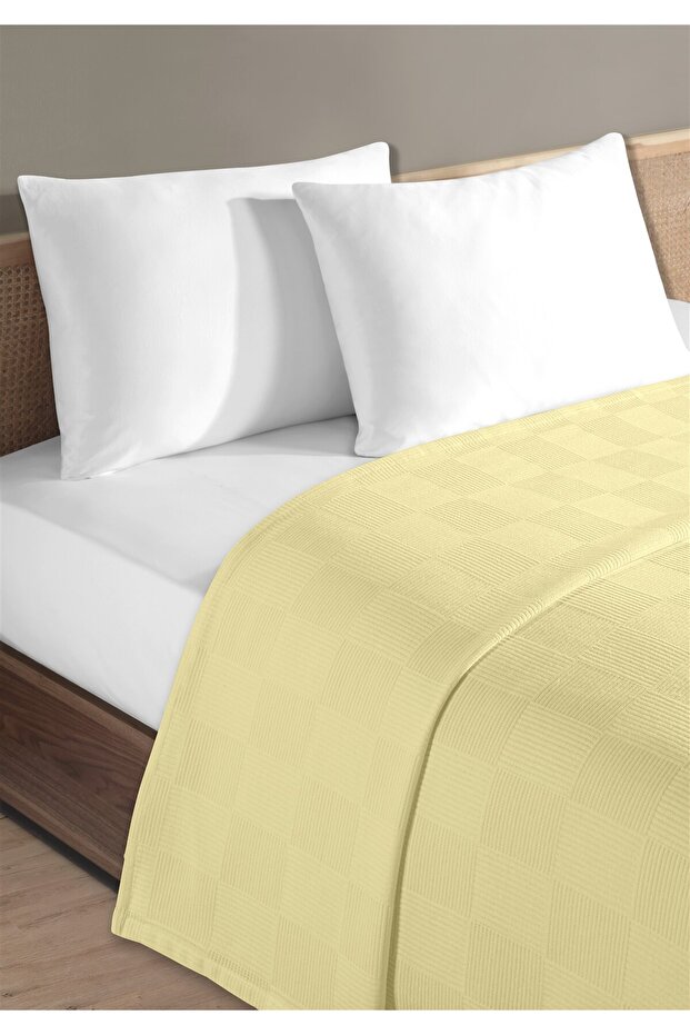 100% Cotton Single Yellow Hotel Pique Set 160 X 230 cm