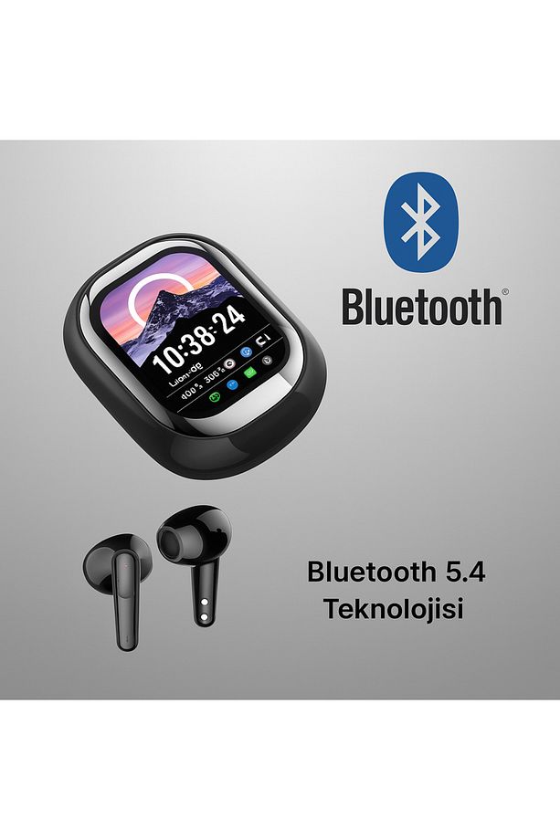 Kişiselleştirilebilir LED Ekran Renkli Dokunmatik Ekranlı Kablosuz Bluetooth Kulaklık Akıllı Kutulu - 5