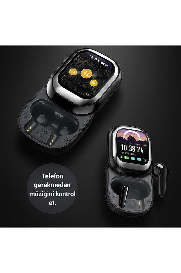 Kişiselleştirilebilir LED Ekran Renkli Dokunmatik Ekranlı Kablosuz Bluetooth Kulaklık Akıllı Kutulu - 8