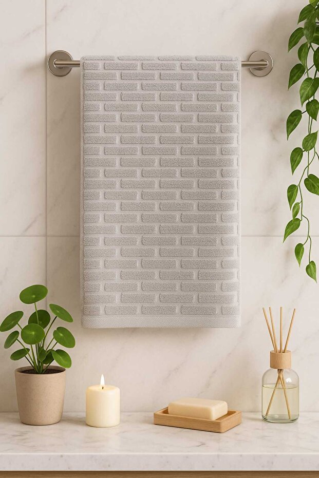 Set of 2 Light Gray Hand and Kitchen Towels – 30X50 cm | Soft, Absorbent, Elegant Design