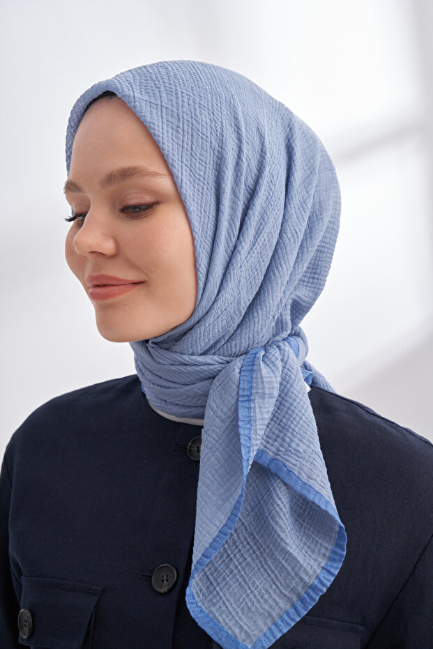 Muslin Tie Scarf - Denim Blue