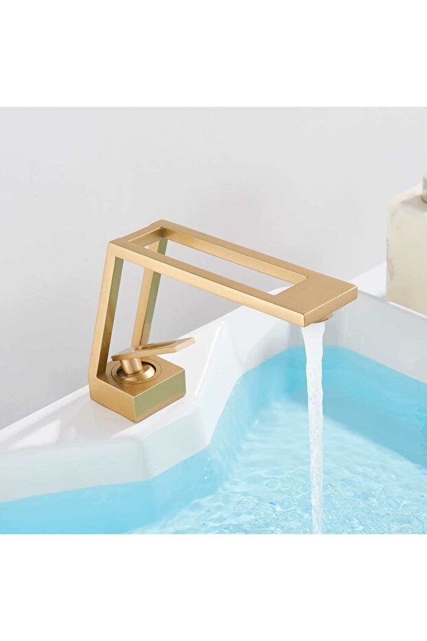Single-hole basin mixer, solid brass, matte gold, code 1176 - 2