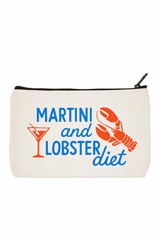 Martini and Lobster Printed Makeup Bag