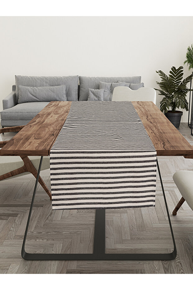 Striped Cotton Buldan Natural Linen Runner