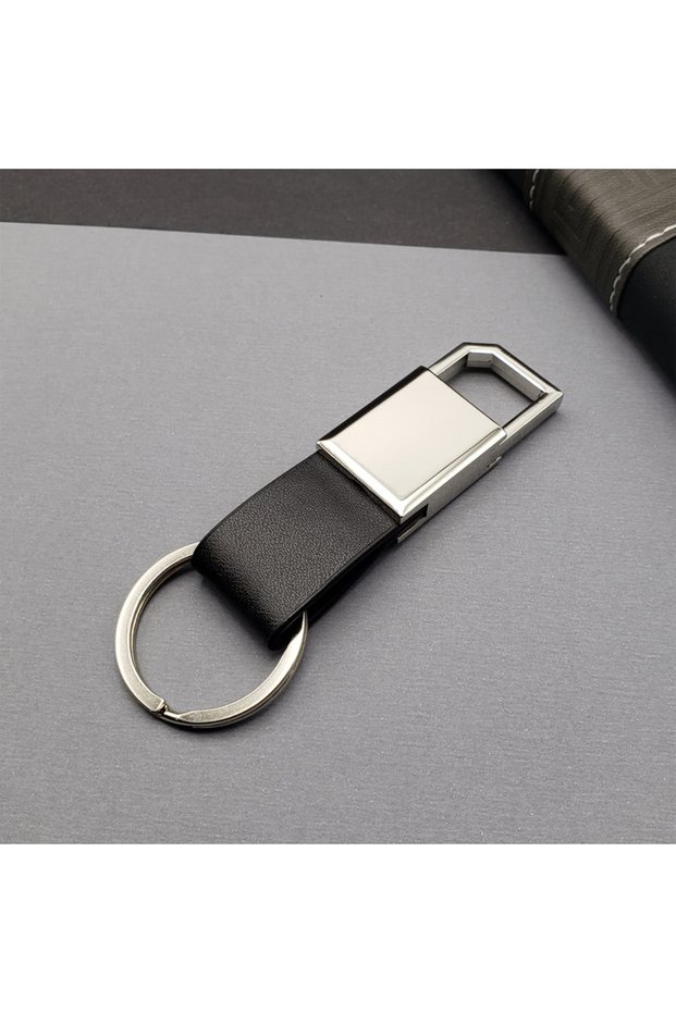 Black Silver Metal Keychain