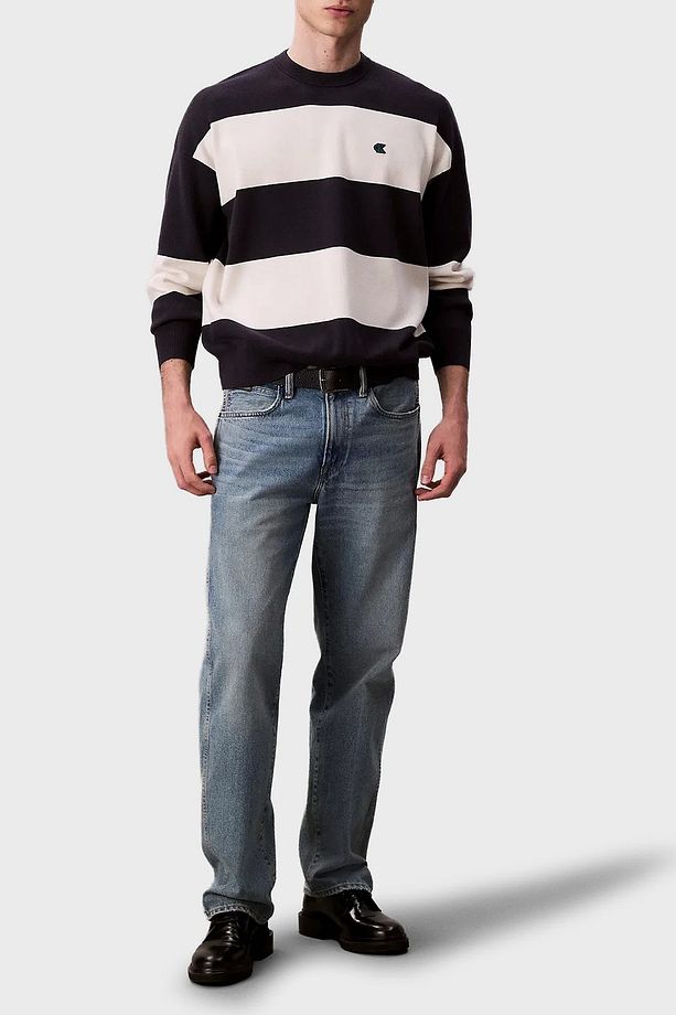 LS STRIPED SNOWY RELAXED CREWNK - 2