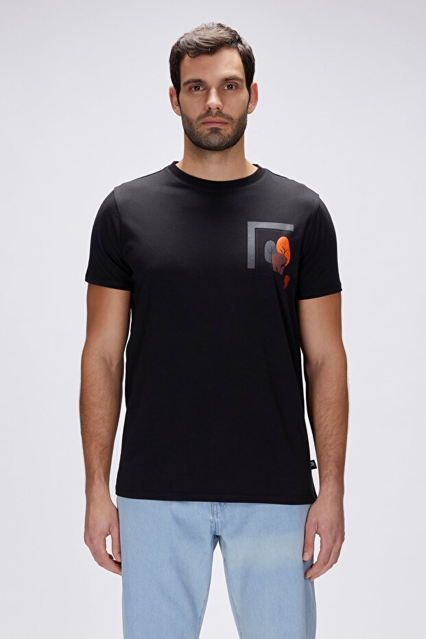 Bain Black Men's Printed T-Shirt