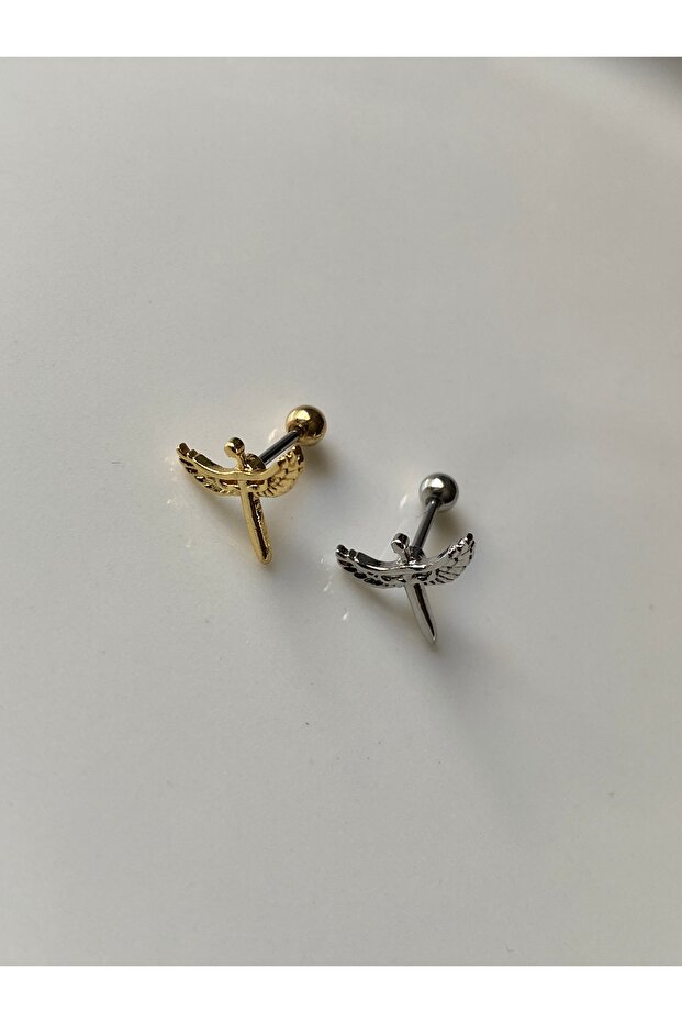 Helix Tragus Kıkırdak Çelik Piercing Mikail Melek Figürlü 8 mm - 8