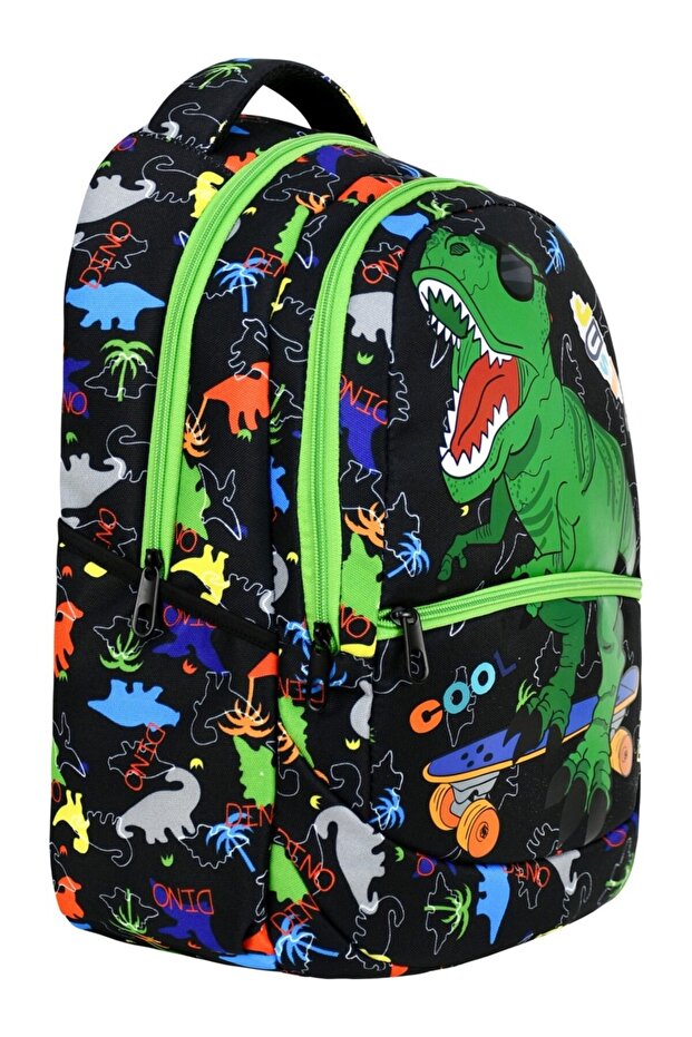 حقيبة ظهر للمدرسة الابتدائية بنمط الديناصور + صندوق غداء (2302) - 4