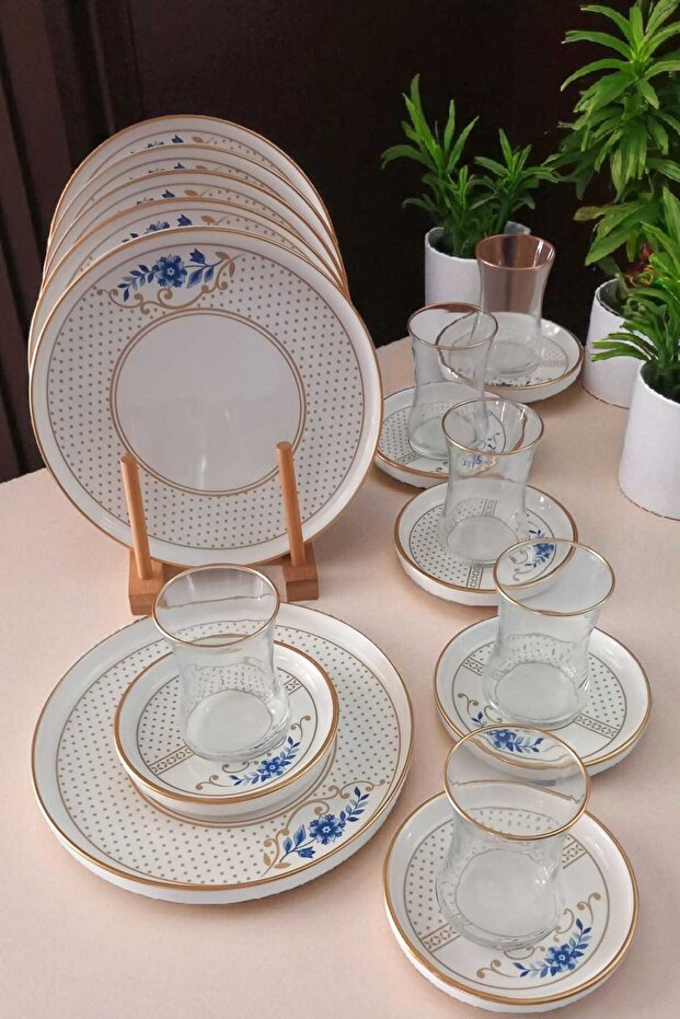 طقم معجنات الشاي المزخرف بالذهب مكون من 18 قطعة 01 - 3