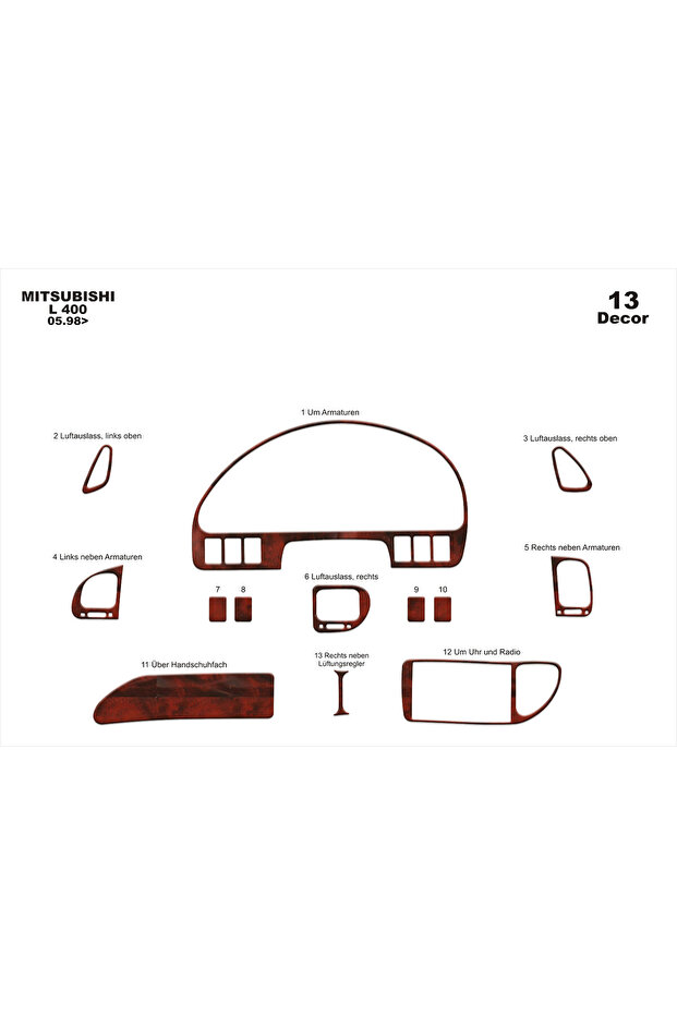 Mitsubishi L400 Console-Torpedo Trim 1998-2006 13 Pieces