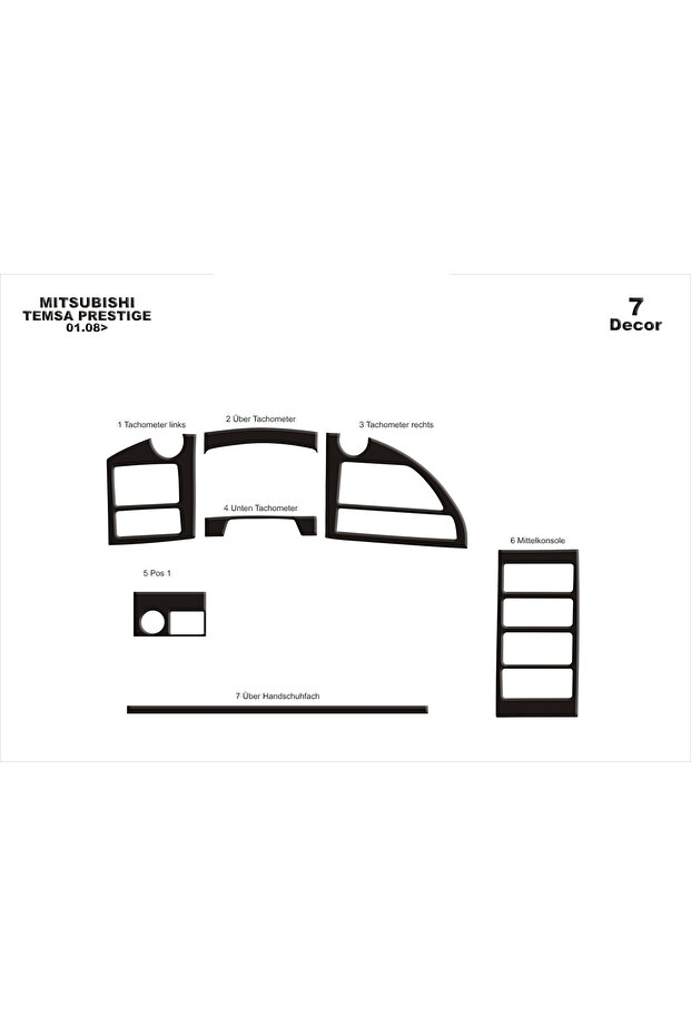 Mitsubishi Temsa Prestige Deluxe Console-Dashboard Cover 2008-2010 7 Pieces