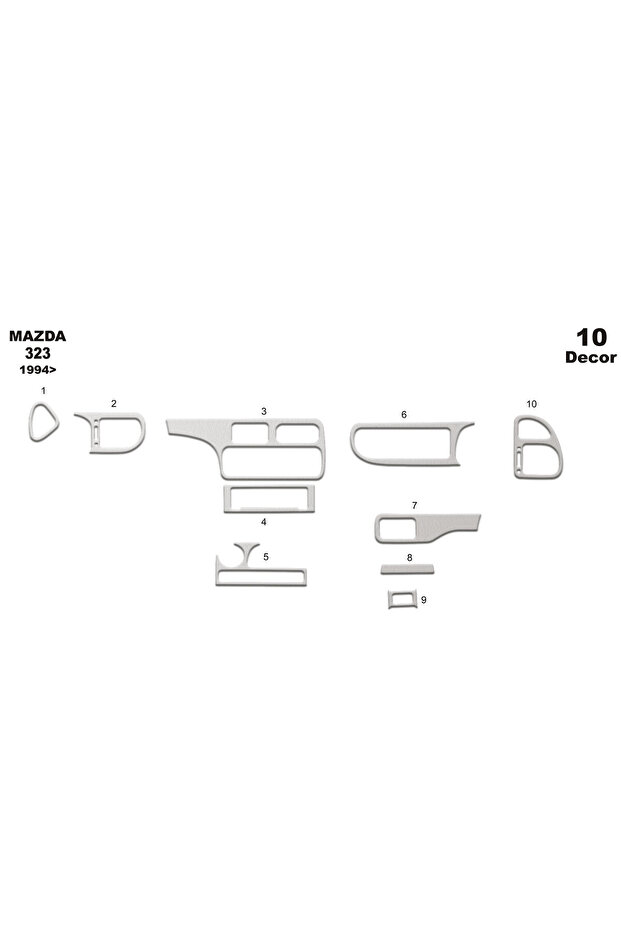 Mazda 323 S Console-Torpedo Overlay 1994 10 Pieces