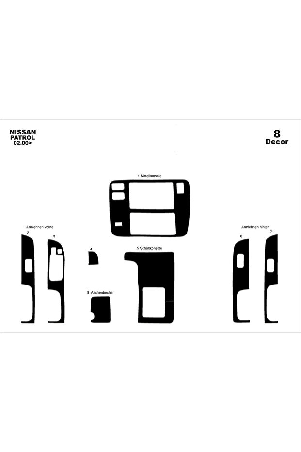 Nissan Patrol Console-Torpedo Trim 2000-2004 8 Pieces