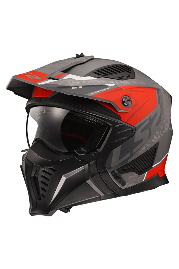 DRIFTER DEVOR MAT GRİ-TITANIUM-KIRMIZI KASK - 1