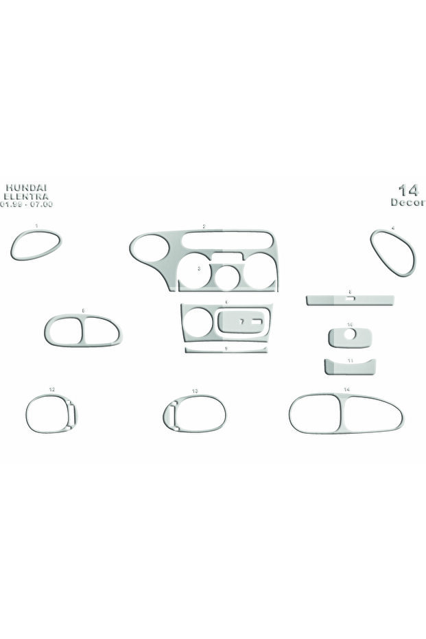 Hyundai Elantra Dashboard Trim 1999-2000 14 Pieces