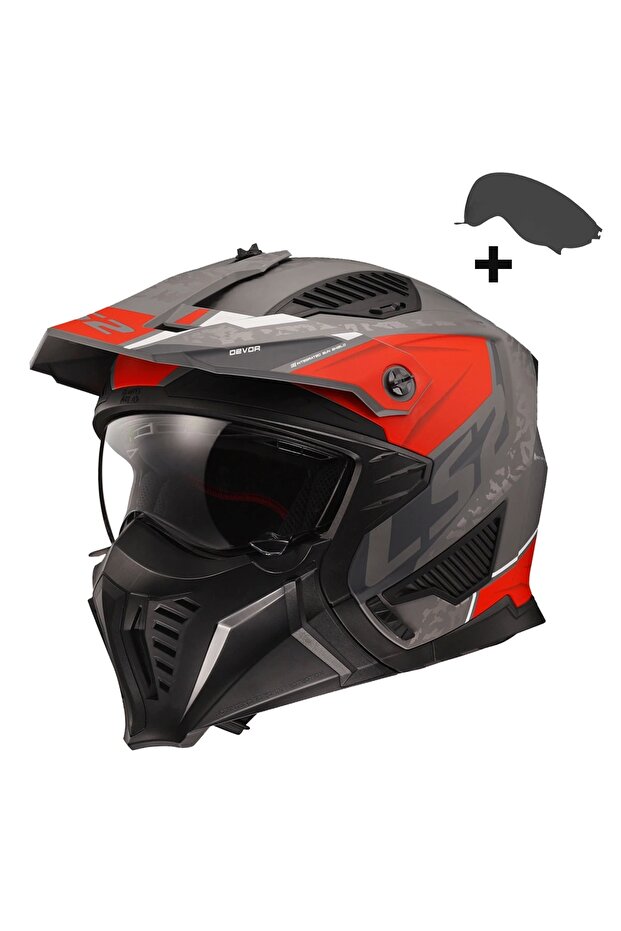 DRIFTER DEVOR MAT GRİ-TITANIUM-KIRMIZI KASK - 7