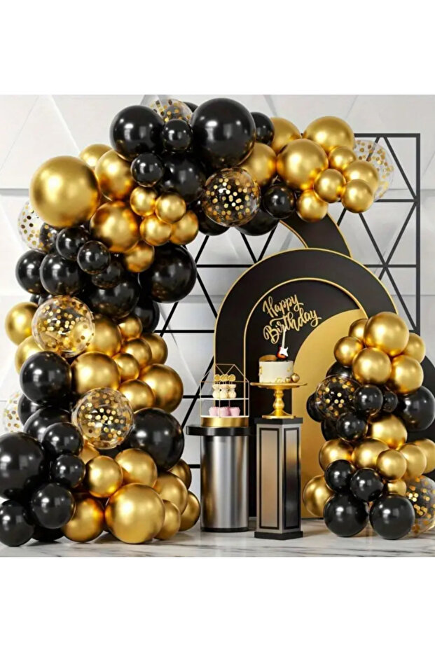 Black Gold Chrome Transparent Sequin Balloon Chain Set of 103