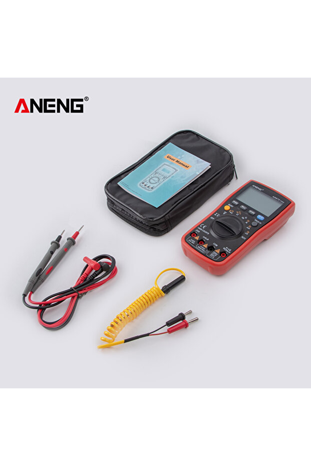 جهاز قياس رقمي متعدد الوظائف ANENG AN870 أحمر اللون بـ 19999 عداد، يقيس التيار المتردد/المستمر والجهد الكهربائي
