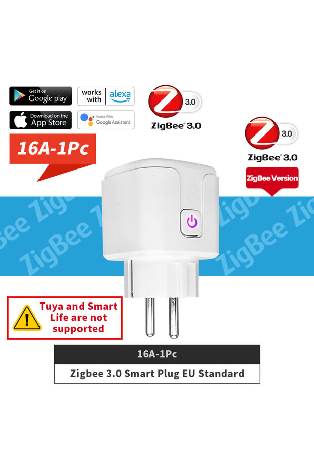 European plug 16A-1Pcs Smart Plug Zigbee EU 16A/20A Smart Socket With Timed countdown Voice Control - 1