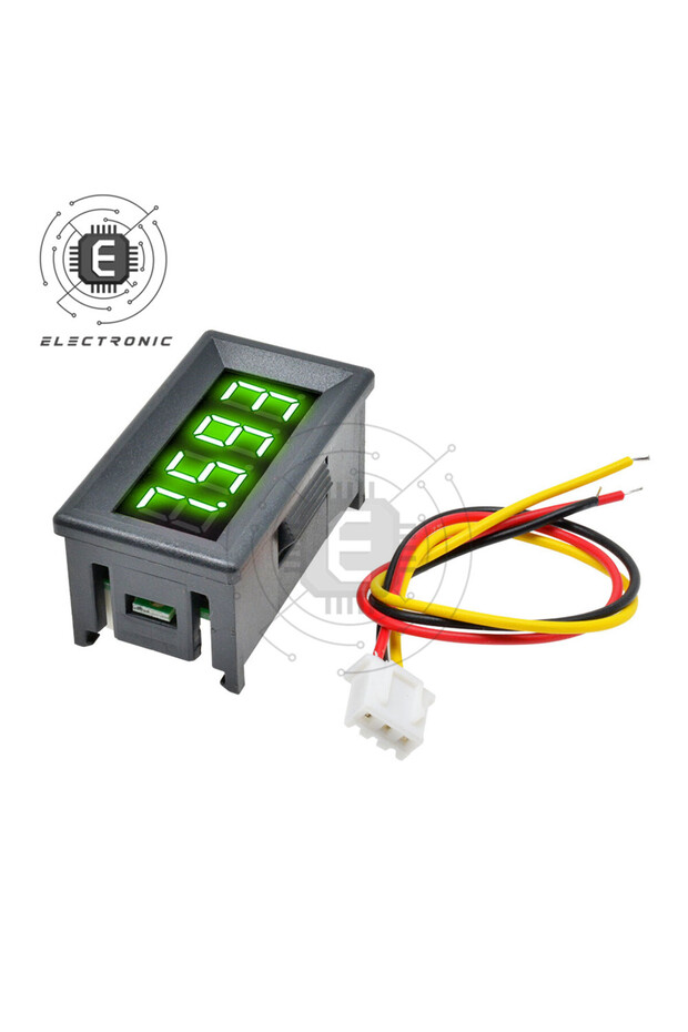 أداة قياس الجهد الرقمية بشاشة LCD خضراء 3 قطع/قطعة واحدة، نطاق قياس 0-100 فولت تيار مستمر، 0.36 بوصة، 3 أسلاك، 4 أرقام
