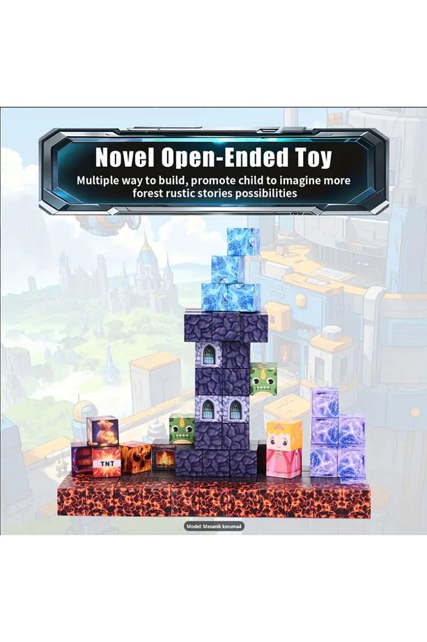 100 adet Minecraft Manyetik Küp Blokları, Çocuklar İçin Uygun,Eğitici Oyuncak - 6