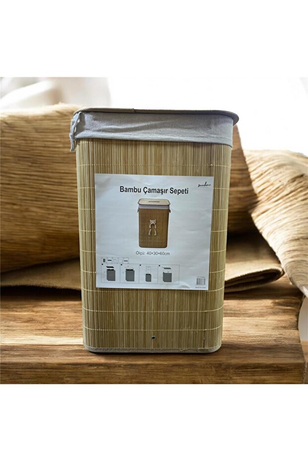 BAMBU PELUŞLU ÇAMAŞIR SEPETİ - 4