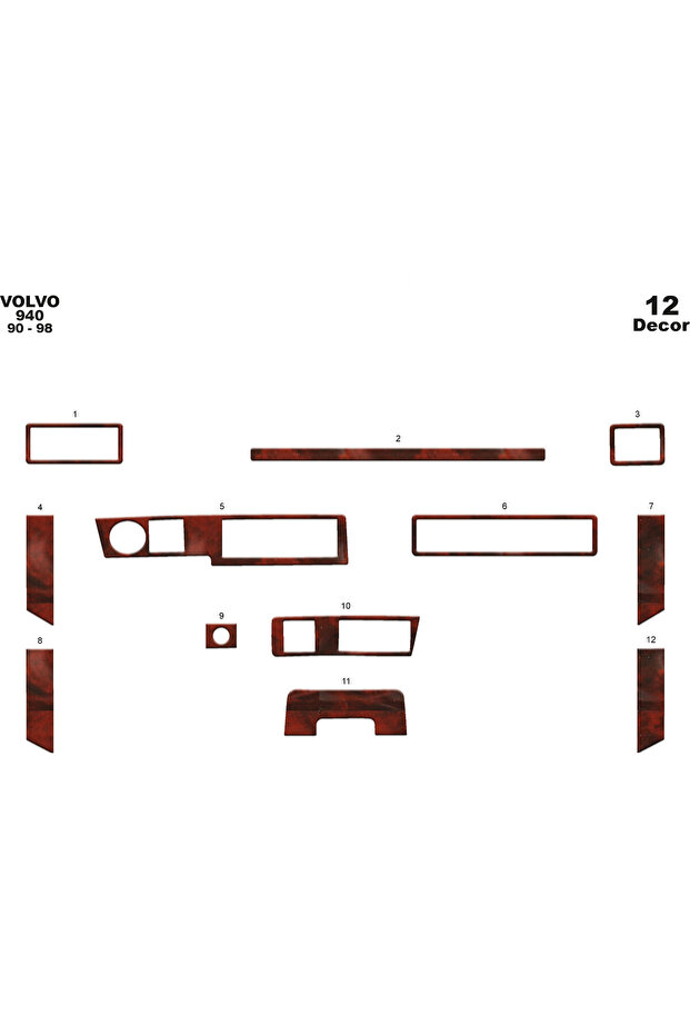 Volvo 940 Compatible Console-Gunwale Trim 1990-1998 12 Pieces