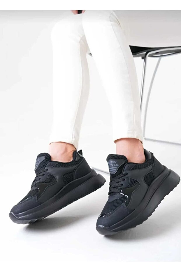 KADIN SİYAH KALIN TABAN SNEAKER AYAKKABI - 1