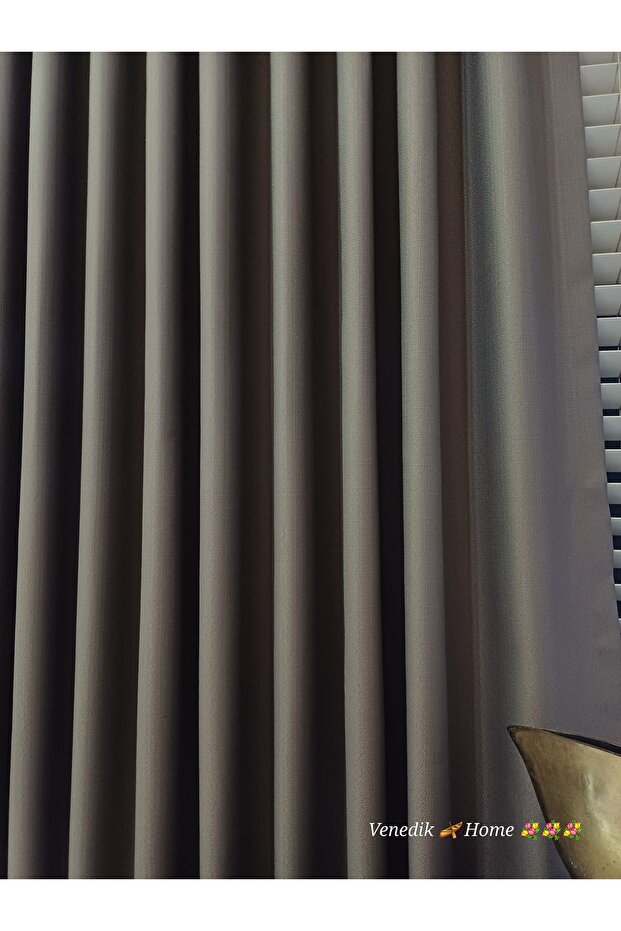 Dark Mink Color Milas Linen Background Curtain Without Pleats Extrafoam Gathered Custom Made - 6