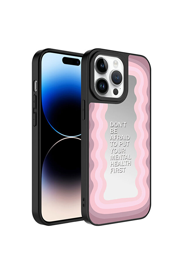 iPhone 14 Pro Compatible Mirrored Pattern Camera Protected Glossy Cppl Mirror Case-Mirror - 1